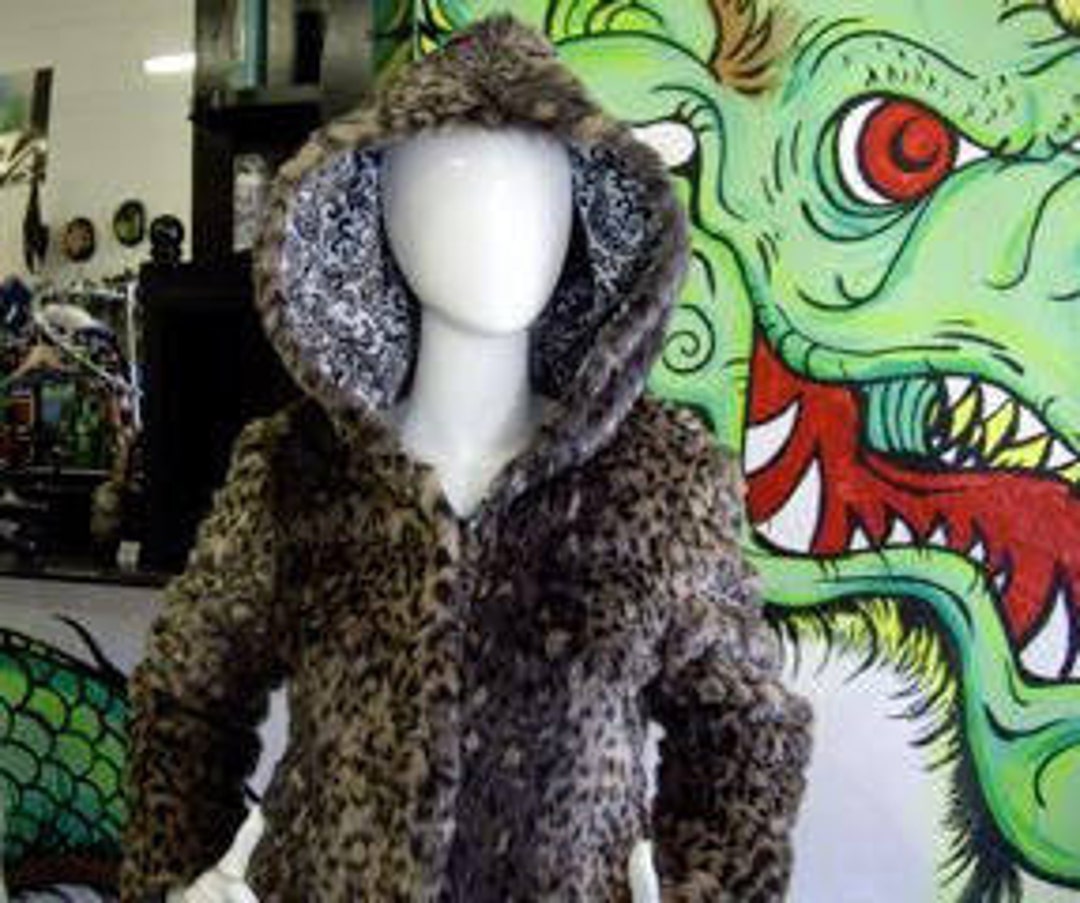 Wild Cat Faux Fur Coat Fitted Women's Reversible Fur Coat Burning Man