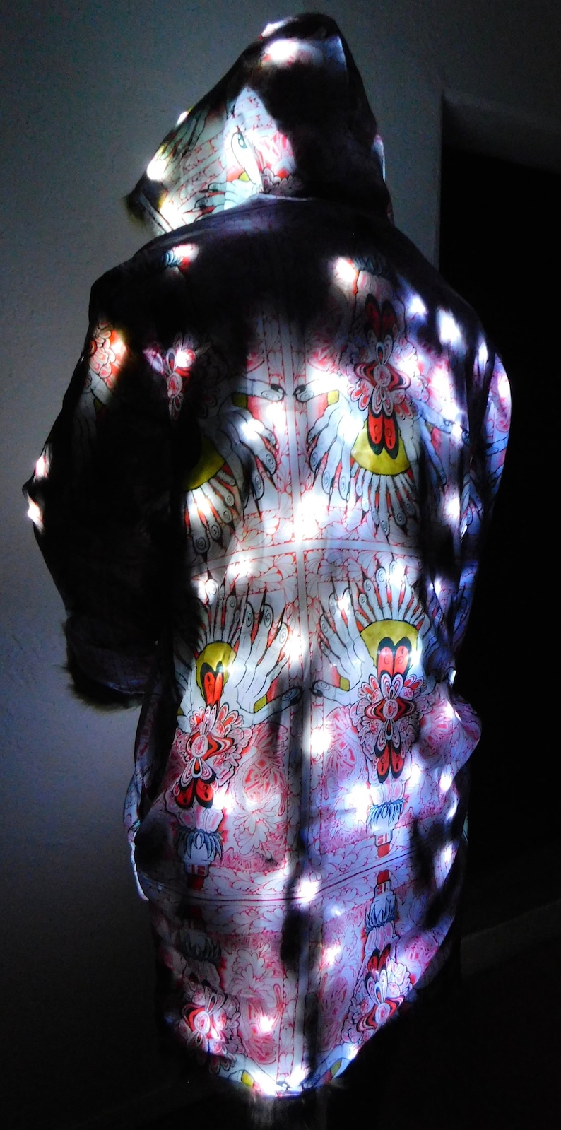 LARGE Light Up Coat 160 White LEDs Burning Man LED Fur Jacket Etsy