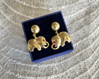Boucles D'oreilles Pendantes éléphants - Dorées - Neuf Sans Emballage