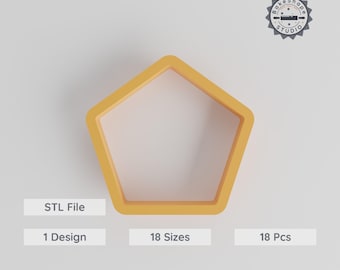 Pentagon Shape Cutter Set, 18 Sizes 0.75"-5", Five Sided Geometric Cookie & Clay Cutting Tool