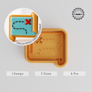 Schatzkarte Form Ausstecher & Stempel, Piraten Abenteuerkarte, Cookie Fondant Seife, 3D Druck STL Datei