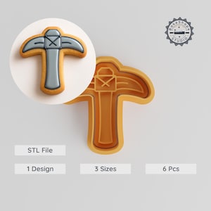 Pick Axe Cookie Cutter & Stamp Set, Mining Tool Shapes, Fondant Cutter in S/M/L, 6-Piece Set