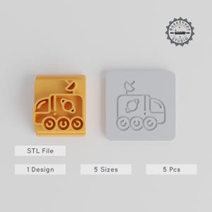 Moon Buggy Stamp Tile Set, 5 Sizes, Perfect for Clay & Cookies, Moon Explorer, Space Themed Design STL