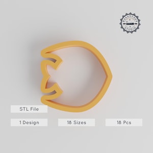 Fish Shape Cutter STL, 18 Sizes 0.75&quot; - 5&quot;, Cookie & Fondant Design, Marine Theme, Instant Download