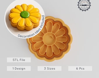 Busy Daisy Cookie Cutter & Stamp Set, Flower Baking Molds, 3 Sizes, Spring Decor