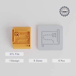 Jeu de tampons de carte au trésor, 5 pièces, 20-40 mm, Aventure de pirate, Coffre au trésor, Idéal pour la pâte à modeler et les biscuits, STL pour impression 3D
