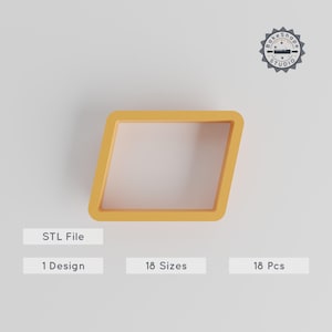 Parallelogram Shape Cutter, 18 Size Set for Cookies, Fondant, Clay, Soap, Instant Download STL File