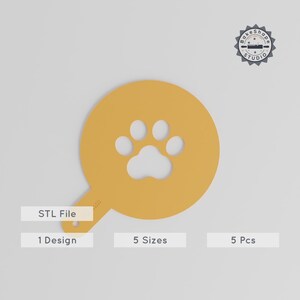 Set di stencil con impronte di zampe, 5 misure, decorazioni Latte Art, impronte naturali, tema campeggio, stampa 3D STL