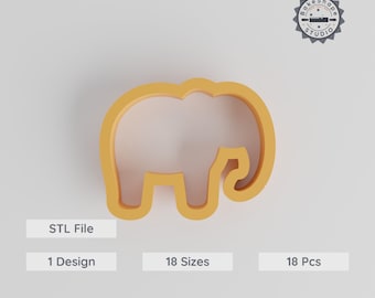 Elephant Shape Cutter Set, 18 Pieces, 0.75"-5", Perfect for Cookies, Fondant & Clay, Safari Animal Design