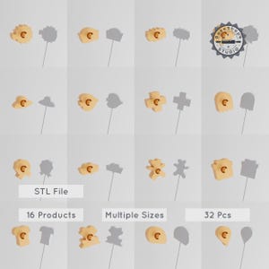 Cake Pop Mold Pack VOL 4, 32 Piece Set, 3D Printing STL, Cake Pop Molds Bundle for Baking Decor