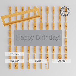 Juego de azulejos con fuente patrick_hand, 1/2", colección de 80 piezas, perfecto para arcilla, galletas, fondant y más.