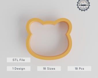 Panda Shape Cutter, Cookie Fondant Clay, 18 Sizes 0.75"-5.00", Wildlife Panda STL, Black & White Panda 3D Print Files