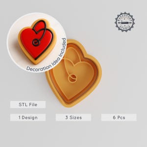 Juego de cortadores de galletas con forma de llavero de corazón, sello de fondant para bodas, formas de símbolo de amor imprimibles en 3D, paquete de 6 piezas, regalo de San Valentín, molde para dijes de amor