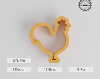 Rooster Cookie Cutter Set, 18 Sizes, Farm Bird Shape for Baking, Fondant & Clay, Barnyard Fowl Decor