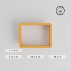Juego de cortadores rectangulares STL, 18 tamaños para galletas, fondant, arcilla, jabón, manualidades, formas de caja, diseños geométricos, archivos de impresión 3D