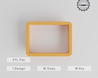 Rectangle Shape Cutter Set STL, 18 Sizes for Cookies, Fondant, Clay, Soap, DIY Crafts, Box Shape, Geometry Design 3D Print Files
