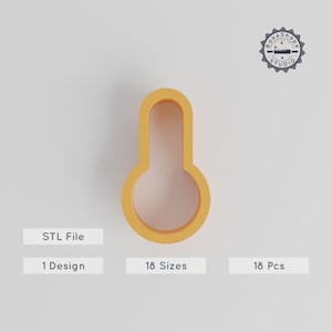 Thermometer Shape Cutter, 18 Size Set, Cookie Fondant Clay Tool, Summer Heat Theme, Degree Weather Temperature Sensor STL File