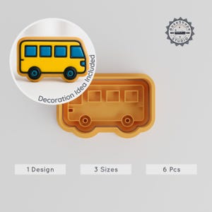 バス クッキー カッター セット、3D プリント可能な STL、交通機関、シャトル、市バス、3 サイズ、クッキー フォンダン クレイ ソープ、即時ダウンロード
