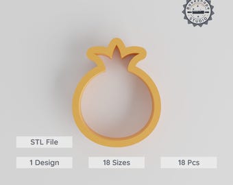 Pomegranate Shape Cutter, Fruit Gem Cookie & Fondant Mold, 18 Sizes, Nature’s Candy Design
