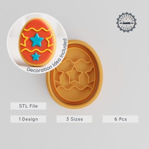 Easter Egg Cookie Cutter and Stamp Set, 3 Sizes, 6 Pieces, Perfect for Cookies, Fondant, Clay, Soap, Holiday Baking Decor
