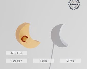 Moon Cake Pop Mold, Crescent 3D Printing File, Celestial Body STL Download