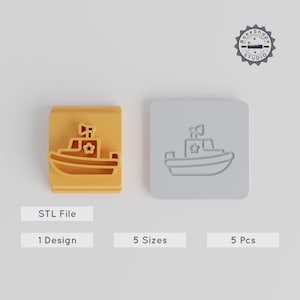 Polizeiboot Stempel für Clay & Cookies, Streifenboot Design, 5 Größen 20-40 mm STL Datei