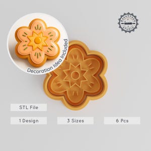 Flower Cookie Cutter & Stamp Set, Easter 3D Print STL, Floral Blossom Design, 3 Sizes, Perfect for Cookies, Fondant, Crafting
