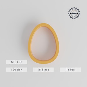Egg Shape Cutter, 18-Piece Set, 3D Printing STL, Easter Cookies, Fondant, Clay, Soap