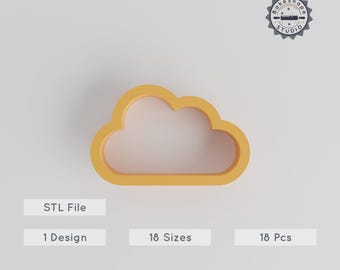 Spring Cloud Contour Cutter, 0.75&quot;-5&quot; 3D Print File, Cookie Fondant Clay Soap Shape Tool, Weather Theme, Instant Download STL