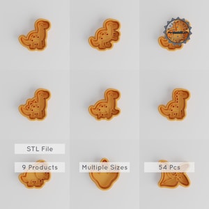 Dinosaur Cookie Cutter & Stamp Collection, 54 Designs, Small to Large, 3D Print STL