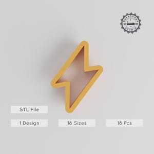 Lightning Bolt Contour Cutter Set, 18 Sizes, Wizard Mark for Cookies, Fondant, Clay, Soap, Harry Potter Inspired, Fantasy 3D Print STL