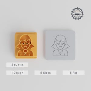 Vampire Stamp Tile Set, 5 Sizes, Perfect for Clay & Cookies, Nosferatu Gothic Horror Design, Halloween 3D Print STL