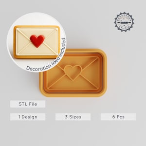 Liebesbrief Ausstechform Set, Valentinstag 3D Druck STL, Herz Mail, Romantische Note, Amor Umschlag, Multi-Size Backform Sammlung