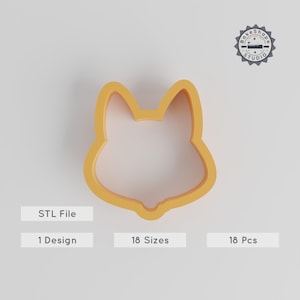 Fox Shape Cutter Set, Wildlife Fox Design, 18 Sizes, Cookie & Fondant Tool, Animal Head STL for 3D Printing