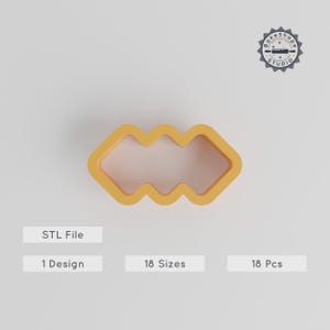 Wave Contour Cutter Set, 18 Sizes, Shape Cutter for Cookies, Fondant, Clay, Soap, Abstract Wave Design, Instant Download STL File