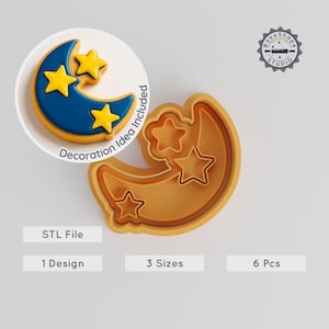 Moon Cookie Cutter Set, 3D Printing STL, Summer Event, Lunar Celestial Design, S/M/L Sizes, Cookie Fondant Clay Soap Shape Cutter