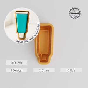 Zahnpasta Form Cutter & Stempel Set, Cookie Fondant Clay Seife Handwerk, 3 Größen 6 Stück Sammlung, Zahnpflege Lächeln Ortho Paste Design