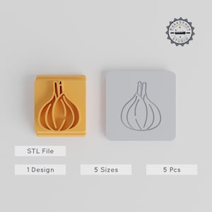 Garlic Stamp Tile Set, 5 Sizes, Perfect for Clay & Cookies, Summer BBQ Motif, STL 3D Print File