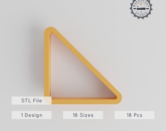 Right Triangle Shape Cutter Set, 18 Sizes, 3D Print STL, Perfect for Cookies, Fondant, Clay, Graduation Gift