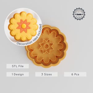 Easter Daisy Cookie Cutter and Stamp Set, Floral Bloom, 3D Print STL, 3 Sizes, Botanical Spring Flowers, Fondant Clay Soap Craft