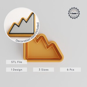 Grafiekvormsnijder en stempelset, 3 maten, 6 stuks, ideaal voor koekjes, fondant, klei, zeep, afstudeercadeaus, analyse, visuele gegevens