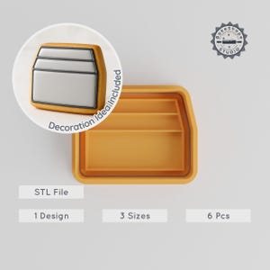 Box Shape Cutter and Stamp Set for Cookies, Fondant, Clay, Soap - 3 Sizes, 6 Pieces, Delivery Parcel Design STL