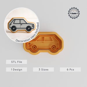 Car Cookie Cutter Set, 3D Printable STL, Vehicle Shape, 6 Pieces, Small Medium Large, Ideal for Cookies, Fondant, Clay, DIY Baking