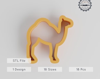 Camel Cookie Cutter, 18 Size Set, Perfect for Summer Crafts & Baking, 3D Print STL Files, Dromedary, Desert Animal Shape