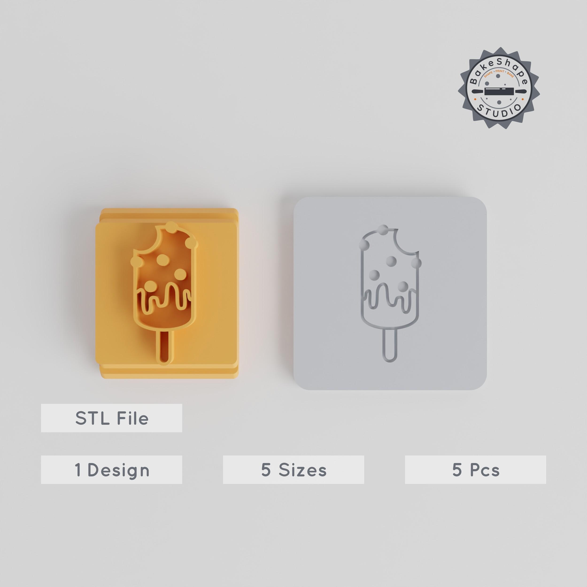 Popsicle Stamp Tile Set, 3D Printable Summer Collection, 5 Sizes, Perfect for Clay, Cookies & Fondant