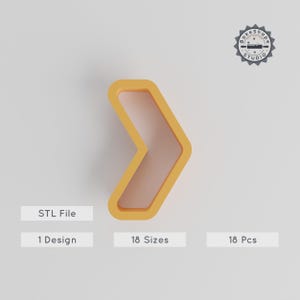 Chevron Contour Cutter Collection, 18 Sizes for Cookies, Fondant, Clay, Soap, Right Arrow Directional STL 3D Print File
