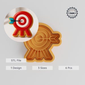 Cortador y sello con forma de diana, para hacer fondant de galletas, temática deportiva, tallas S/M/L, juego de 6 piezas