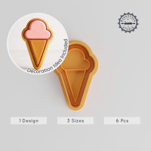 Eistüte Ausstechform Set, Sommer Gefrorene Leckerli Form & Stempel, 3 Größen, Perfekt für Kekse, Fondant, Ton, Seife