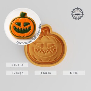 Evil Pumpkin Shape Cutter & Stamp, Halloween Cookie Fondant Soap 3D STL, Scary Pumpkin Face Baking Set