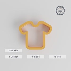 Juego de cortadores con forma de camiseta, 18 tamaños de 1,9 cm a 12,7 cm para galletas, fondant y arcilla, temática de camisetas informales.